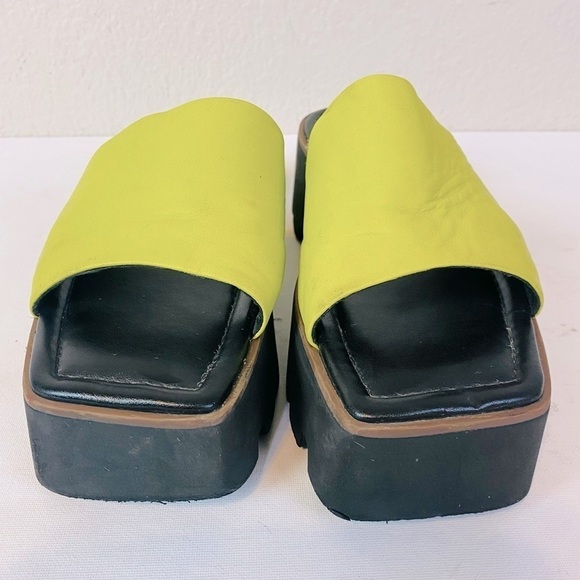 ASOS Design Type Premium Leather Lime Green Flatform Mules Size 8 - Picture 6 of 11